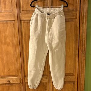 Comfrt Cream Beige Tan Fleece Sweatpant Joggers Size Large